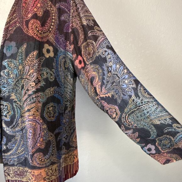 Soft Surroundings Paloma Pashmina Paisley Jacket Size M Boho Western Multicolor - Picture 3 of 9